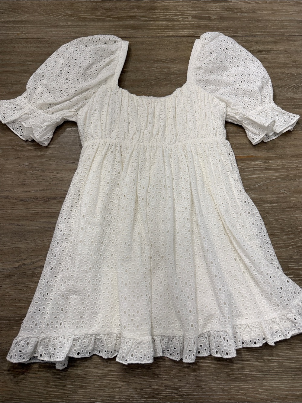 Buddy Love White Eyelet Puff-Sleeve Asymmetrical Dress